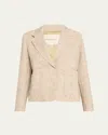 Lafayette 148 Cropped Woven Boyfriend Blazer In Neutral