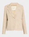 Lafayette 148 Cropped Woven Boyfriend Blazer In Neutral