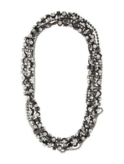 Pre-owned Lafayette 148 Crystal Multistrand Necklace, 59" In Multicolor