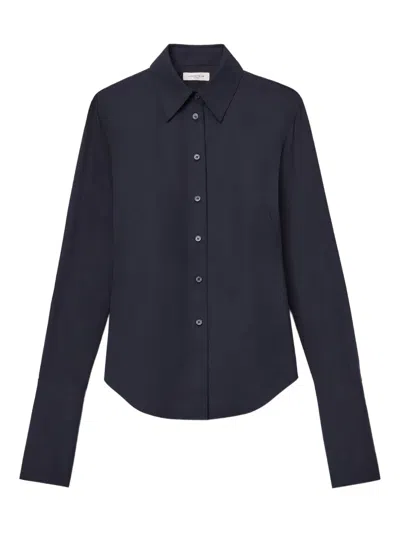 Lafayette 148 Curved-hem Collared Shirt In Black