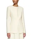 Lafayette 148 Cutaway Tailored Wool-blend Jacket In Cloud