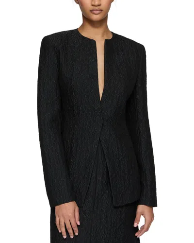 Lafayette 148 Cutaway Tailored Silk-blend Jacket In Black