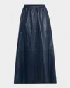 Lafayette 148 Cutout A-line Leather Midi Skirt