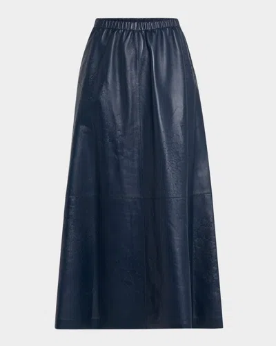Lafayette 148 Cutout A-line Leather Midi Skirt