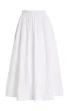 Lafayette 148 Cutout Cotton Poplin Midi Skirt In White