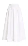 Lafayette 148 Cutout Cotton Poplin Midi Skirt In White