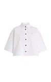 Lafayette 148 Cutout Cropped Cotton Poplin Shirt