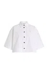 Lafayette 148 Cutout Cropped Cotton Poplin Shirt