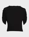 Lafayette 148 Cutout Dolman-sleeve Knit Sweater In Black