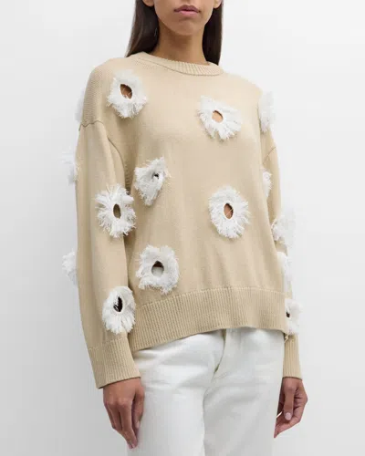 Lafayette 148 New York Feather Fringe Silk-blend Sweater In Brown