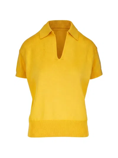 Lafayette 148 Daisy Short-sleeve Knit Sweater In Gold
