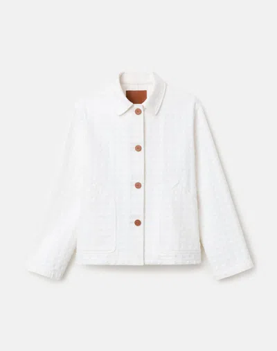 Lafayette 148 Denim Finged A Line Jacket In White