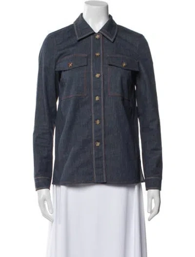 Pre-owned Lafayette 148 Denim Jacket In Blue