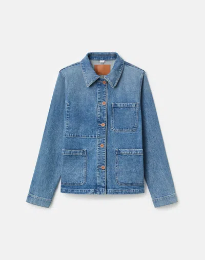 Lafayette 148 Denim Patch Pocket Jean Jacket In Blue