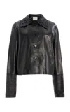 Lafayette 148 Detachable-collar Leather Jacket In Black
