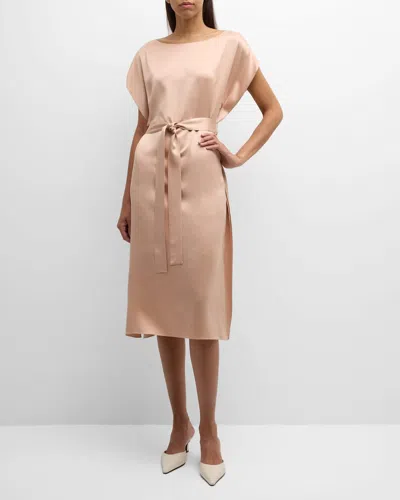 Lafayette 148 Dolman-sleeve Silk Midi Dress In Parfait