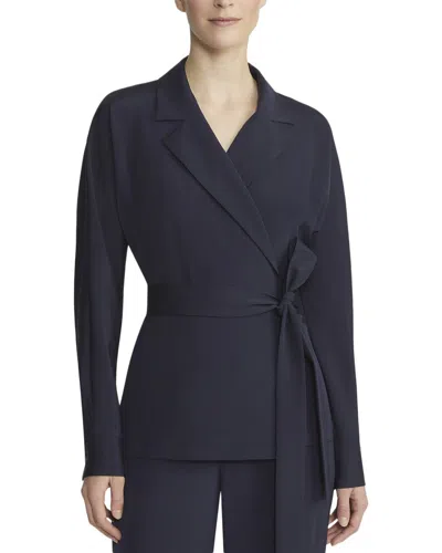 Lafayette 148 New York Dolman Wrap Silk-blend Shirt Jacket In Blue