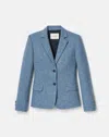 Lafayette 148 New York Fitted Donegal Tweed Blazer In Blue