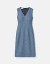 Lafayette 148 Donegal Tweed Sleeveless Sheath Dress In Blue
