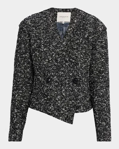 Lafayette 148 Double-breasted Boucle Tweed Jacket In Black