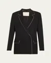 Lafayette 148 Responsible Finesse Crepe Piped Double Breasted Blazer In Black