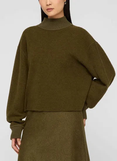 Lafayette 148 Double Face Jersey Reversible Top In Forage Green In Brown