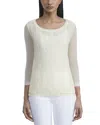 LAFAYETTE 148 DOUBLE LAYER CABLE INTARSIA LINEN-BLEND SWEATER