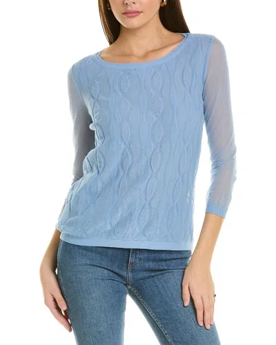 Lafayette 148 Double Layer Cable Sweater In Blue