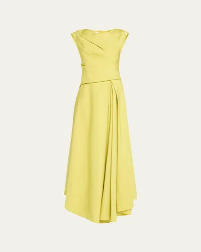 Lafayette 148 Drape-front Asymmetric Dress In Green