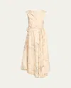 Lafayette 148 Draped-front Asymmetric Dress In Raffia Multi