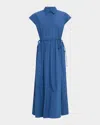 Lafayette 148 Drawstring Gathered Midi Shirtdress
