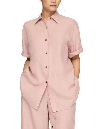 Lafayette 148 Drop Shoulder Button Oversized Blouse In Pink