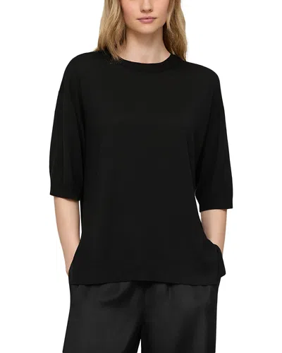 Lafayette 148 Drop Shoulder Crewneck Sweater In Black