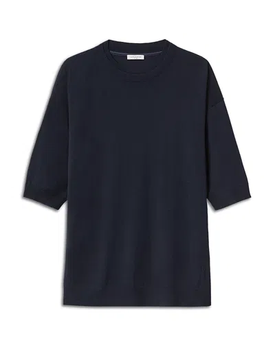 Lafayette 148 Drop Shoulder Crewneck Sweater In Blue