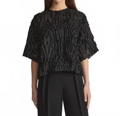 Lafayette 148 Drop Shoulder Crewneck Top In Black