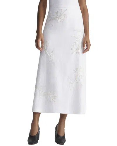 LAFAYETTE 148 ECO FLORA EMBROIDERED LINEN MIDI SKIRT