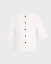 Lafayette 148 Elbow-sleeve Stretch Twill Shirt Jacket In Sea Salt
