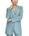 Lafayette 148 New York Elongated Linen Blend Blazer In Paper Blue
