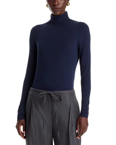 Lafayette 148 Elongated Fitted Turtleneck Top In Blue