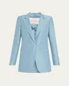 Lafayette 148 Elongated Pick Stitch Blazer In Paper Blue