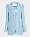 Lafayette 148 Elongated Pick Stitch Blazer In Paper Blue