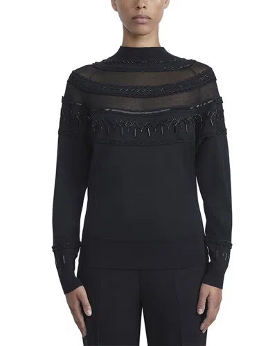 Lafayette 148 Embellished Fairisle Wool & Silk-blend Sweater In Black