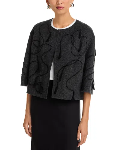 Lafayette 148 Embroidered Cardigan Jacket In Gray