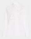 Lafayette 148 Embroidered Cotton Shirt In White