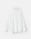 Lafayette 148 Embroidered Cotton Voile Sheer Oversized Shirt In White