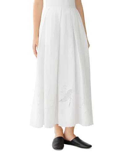Lafayette 148 Organic Linen Embroidered Cutout Maxi Skirt In White