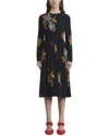 Lafayette 148 New York Embroidered Long Sleeve Fit & Flare In Black