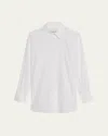 Lafayette 148 Embroidered Sheer Oversized Shirt In White