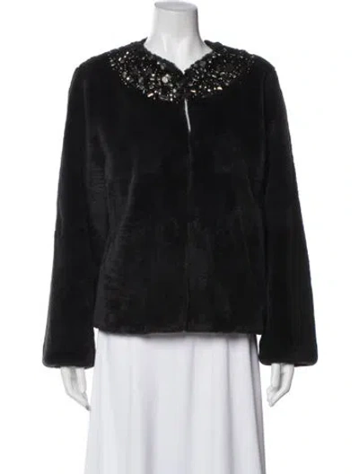 Pre-owned Lafayette 148 Faux Fur Jacket In Black