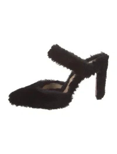 Pre-owned Lafayette 148 Faux Fur Pumps In Black